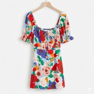 Faithfull The Brand Floral Puff Sleeve Smocked Dress XS